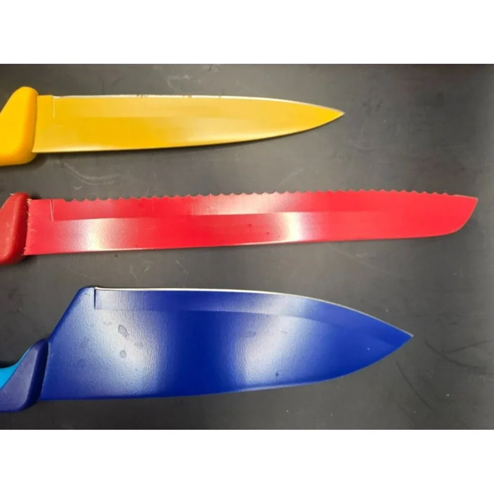 Kuhn Rikon Colori+ 3-Piece Knife Set with Sheaths – Chef, Bread & Paring Knives